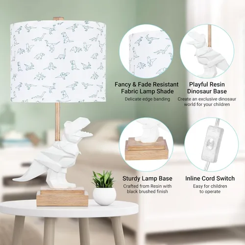Miniatura 3 de Hamucd Lámpara de mesa de dinosaurio para niños y niñas, dormitorio, lámpara de noche de 23 pulgadas para regalo de niños, bonita lámpara de mesita