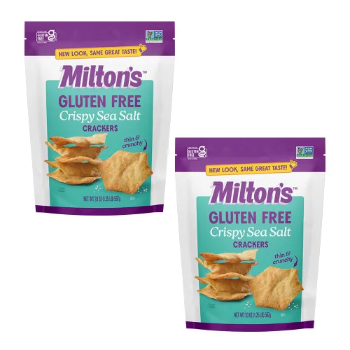 Milton's Galletas sin gluten, sal marina crujiente, proyecto verificado sin OMG, Kosher, aperitivo certificado sin gluten, 5 granos en cada bocado,