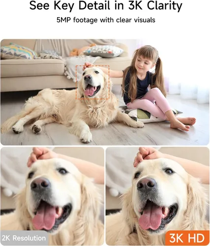 Miniatura 2 de Cámara para mascotas 5G para interiores con aplicación de teléfono, cámaras 3K para perros y gatos con altavoz, cámara de monitor de bebé WiFi