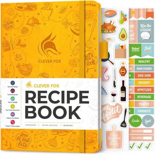 Miniatura 26 de Clever Fox Libro de recetas - Libro de cocina familiar en blanco - Diario de cocina vacío - Organizador de cuadernos para escribir recetas - Turquesa