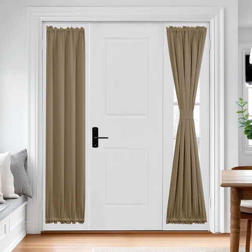 Miniatura 25 de Deconovo Cortinas opacas para puerta, bolsillo para cortinero y cortinas de bloqueo con aislamiento térmico para dormitorio, 137.16 x 189.2 cm, azul