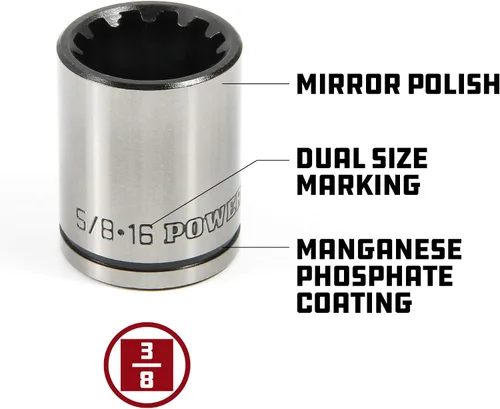 Miniatura 2 de Powerbuilt Juego de llaves de vaso universal de 7 piezas de 3/8 pulgadas con doble acabado, se adapta a cierres SAE, métricos, hexagonales, de 6