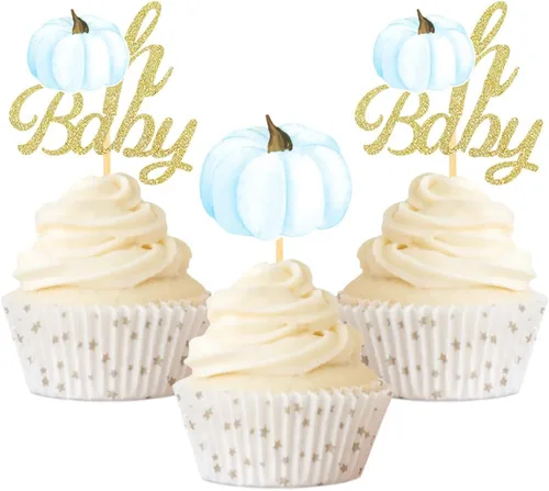 Pumpkin Oh Baby - Decoración para cupcakes con temática de calabaza, para baby shower, cumpleaños, Acción de Gracias, Halloween, fiesta, suministros