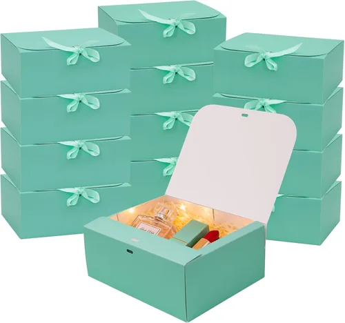 Miniatura 14 de Paquete de 12 cajas de regalo blancas con tapas a granel, caja de propuesta de dama de honor con cinta, cajas de regalo para bodas, Navidad, día