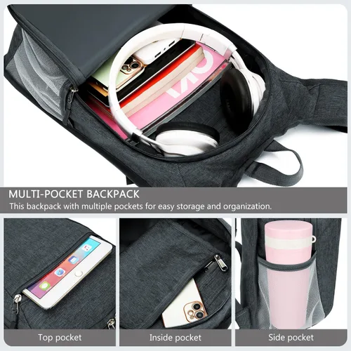 Miniatura 3 de Esup Mochila de senderismo ligera de 15 litros plegable pequeña mochila de viaje plegable mochila de campamento para mujeres y hombres (gris oscuro)