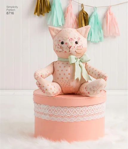 Miniatura 11 de Simplicity 8716 Patrones de costura de animales de peluche oso, gato y perro por Elaine Heigl Designs, talla única