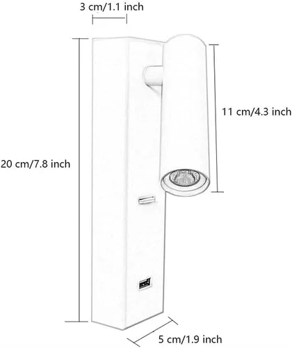 Miniatura 7 de Lámpara de pared para dormitorio, lámpara de lectura moderna para escritorio, foco LED con interruptor de botón y puerto de carga USB, luz giratoria
