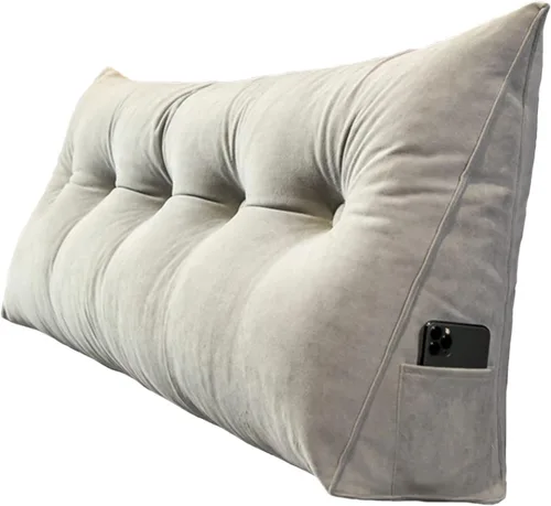 Miniatura 8 de Almohada de cuña para cama tamaño Queen y tamaño King, cabecera de cama triangular para lectura, almohada de respaldo grande con funda de almohada