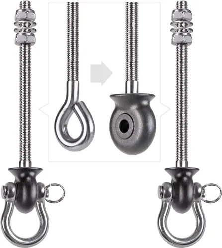 Miniatura 8 de Dolibest Juego de 6 perchas permanentes de acero inoxidable 304 resistentes para columpios, patio de recreo, porche, asiento de yoga, para hamaca