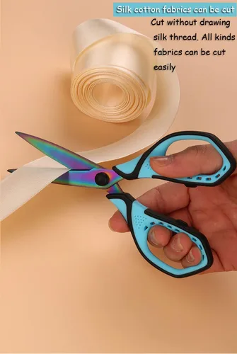 Miniatura 5 de Jasni Paquete de 3 tijeras antiadherentes de teflón de titanio de alta calidad de 7.5 pulgadas, sin óxido, tijeras súper afiladas, tijeras de agarre