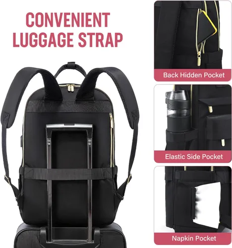 Miniatura 4 de LOVEVOOK - Mochila de computadora portátil para mujeres y niñas, mochila de 15.6 pulgadas impermeable para estudiantes, mochila escolar linda, bolsa