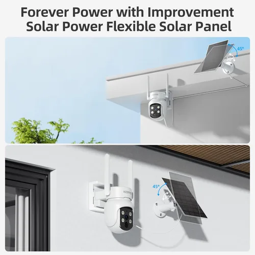 Miniatura 4 de Cámaras de seguridad solares inalámbricas para exteriores, 4MP alimentado por energía solar, kit de 8 cámaras, visión nocturna a color, PTZ de 360°