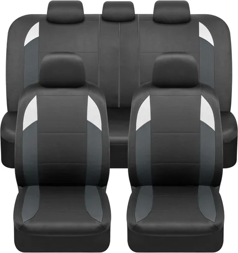 Miniatura 14 de BDK carXS Monaco - Juego completo de fundas para asiento de auto, fundas de asiento delantero beige de tres tonos con funda de asiento trasero