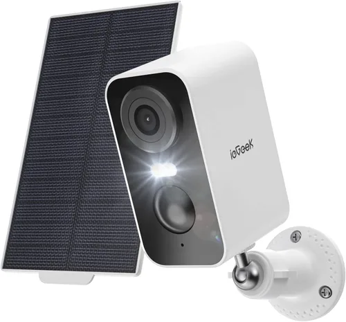 ieGeek Cámaras de seguridad solares inalámbricas para exteriores con panel solar, cámara inalámbrica WiFi 2K para seguridad en el hogar con visión