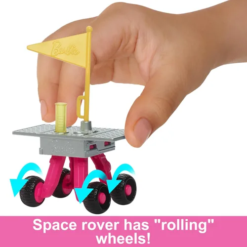 Miniatura 3 de Muñeca Barbie del 65º Aniversario y 10 Accesorios, Set de Astronauta con Muñeca Morena, Rover Rodante, Casco Espacial con Escudo Abatible y Más