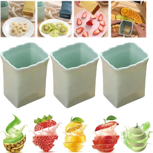 Generic 3 piezas de cortador de tazas – Nueva taza de acero inoxidable para cortar frutas y verduras, multiusos, fresa, plátano, ensalada fresca