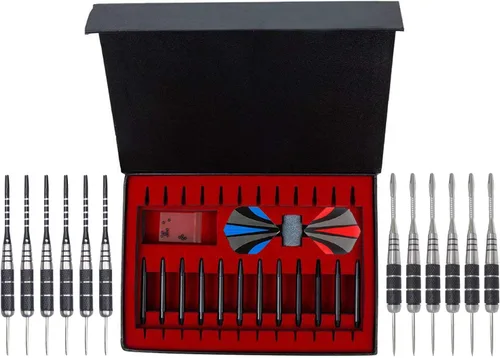 Miniatura 6 de WINSDART Steel Tip Darts 12 Pack Set with Nonslip Iron Barrel Aluminum Dart Shafts and Flights Darts Sharpener an Gift Box DARTS-B