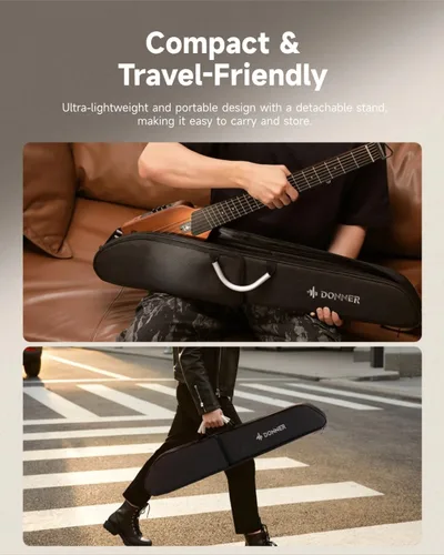 Miniatura 4 de Donner HUSH I Guitarra Para Viajar - Guitarra Acústica-Eléctrica Sin Cabeza Portátil Ultraligera y de Rendimiento Silencioso, Cuerpo de Caoba