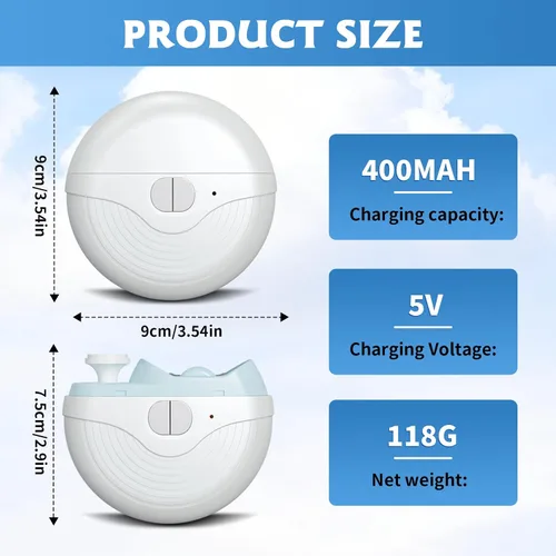 Miniatura 8 de Cortaúñas eléctrico, cortaúñas automático de 3 velocidades para uñas finas y gruesas, luz LED y almacenamiento de restos de uñas, recortadora