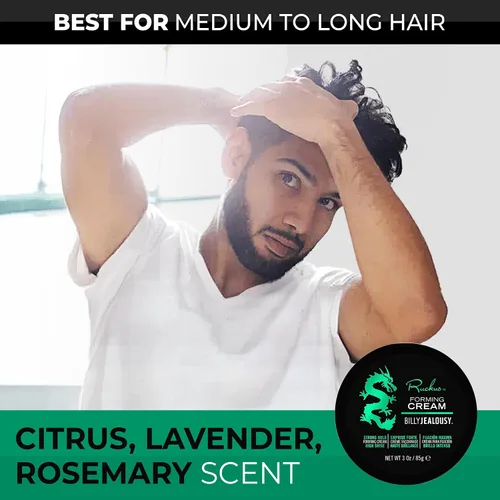 Miniatura 2 de Billy Jealousy Ruckus Crema formadora de cabello para hombres con fuerte sujeción y alto brillo, reutilizable, aspecto natural, producto de peinado