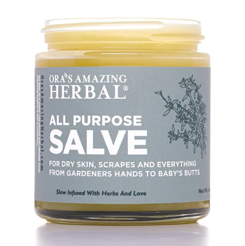 Ora's Amazing Herbal Salvamento multiusos, bálsamo curativo para la piel con árbol de té, caléndula de consuelda, plátano, tomillo, cera de abejas,
