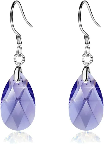 Miniatura 74 de Aretes colgantes de cristal austriaco con forma de lágrima para mujer, joyería hipoalergénica de plata de ley 925