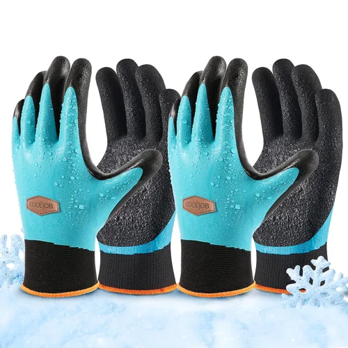 Miniatura 7 de COOLJOB Guantes de trabajo de jardinería impermeables con agarre para mujeres y hombres, doble revestimiento de goma para jardín, patio, Sin forro