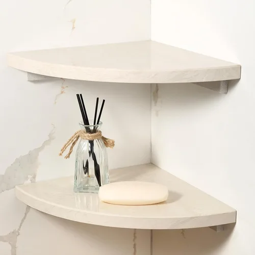 Miniatura 2 de Koville Estante esquinero de mármol natural italiano, 2 unidades de estantes de esquina de mármol montado en la pared, organizador de esquina