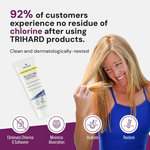 Miniatura 6 de TRIHARD Chlorine Defense - Acondicionador de natación, protege e hidrata el cabello de la piscina y el océano, cloro y agua salada, protección