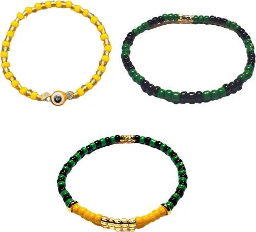 Miniatura 10 de Juego de 3 pulseras de cuerda elástica de santería de ojo malvado hechas a mano Obatala Oshun Yemaya Orula Elegua Oya Ogun Ochosi Shango Babalu Aye