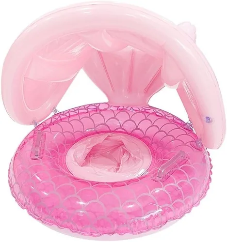 Rightlee Flotador de sirena para piscina (verde claro con asiento/color rosa con asiento y sombrilla) Flotador inflable de verano para niños