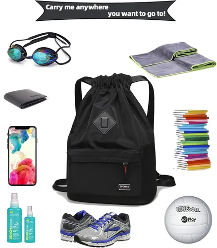 Miniatura 9 de Peicees - Mochila tipo bolsa deportiva, ligera, impermeable con jareta para hombre y mujer