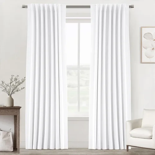 Miniatura 15 de UHITECH - Cortinas opacas beige para sala de estar, cortinas cortas de 35 pulgadas para habitación, cortinas negras para ventanas pequeñas, paneles
