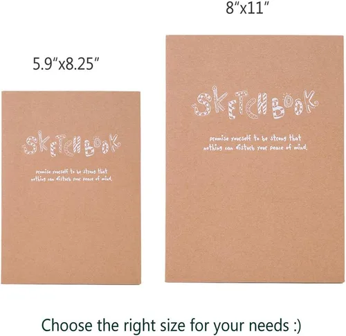 Miniatura 2 de Cuaderno de dibujo y cuaderno de bocetos con tapa de estraza – Juego de 2 libros de bocetos lisos en blanco – papel grueso de 4.41 oz, papel
