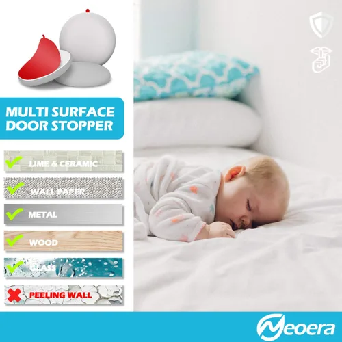 Miniatura 4 de Neoera - Tope para puerta de pared de goma suave redonda, protector de pared de silicona, 9.8 pies, autoadhesivo para puerta Gris