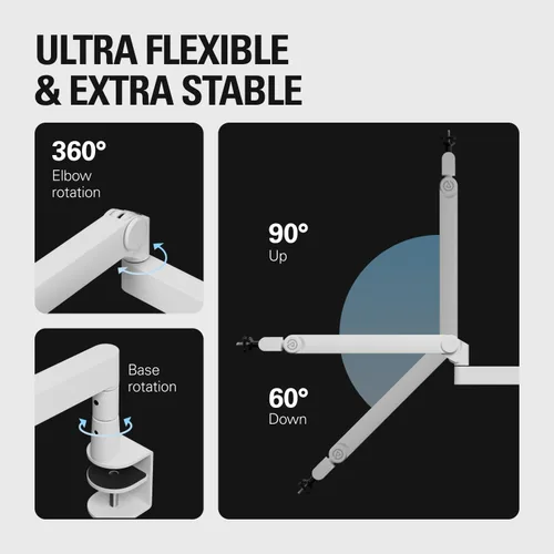 Miniatura 6 de Elgato Wave Mic Arm Pro - Brazo de micrófono de resorte de gas de perfil bajo giratorio 360°, funciona con micrófonos/Shure SM7B/HyperX