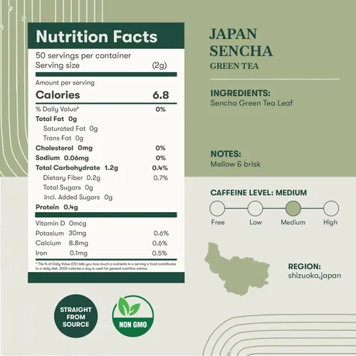 Miniatura 2 de LUXMI Estates - Té verde Sencha japonés - 50g (25 tazas) Té auténtico Sencha japonés de First Leaves Té premium suave, rico y refrescante