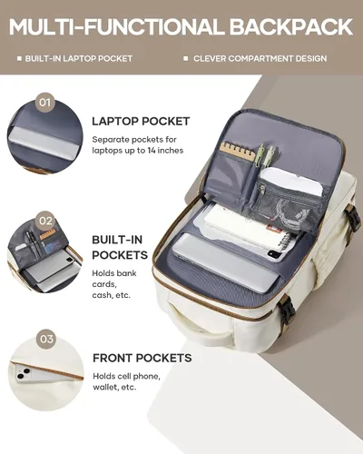 Miniatura 3 de Mochila de Viaje para Computadora Portátil para Mujeres, Mochila de Equipaje de Mano, Bolsa de Viaje para Artículos Personales, Artículos Esenciales