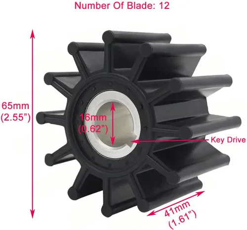 Miniatura 3 de MARKGOO Kit de impulsor de bomba de agua intraborda de repuesto para Sherwood 10615K-SHW Jabsco 18948-0001-P Johnson 09-702B-1 Volvo Penta 835874