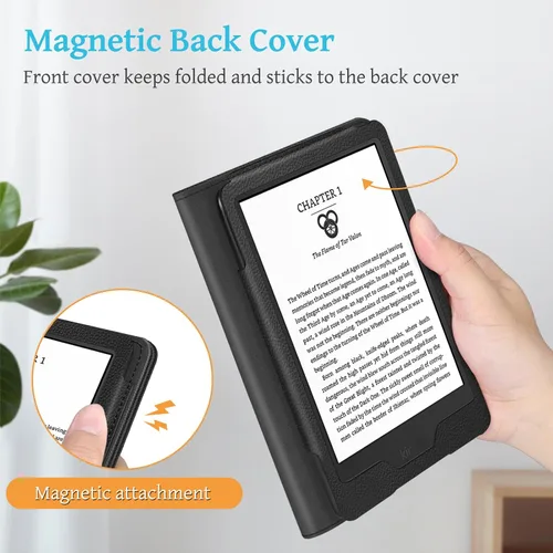 Miniatura 4 de Fintie Funda con soporte para Kindle de 6 pulgadas (11ª generación-2024/2022) - Funda de piel sintética con ranura para tarjeta de encendido y Negro