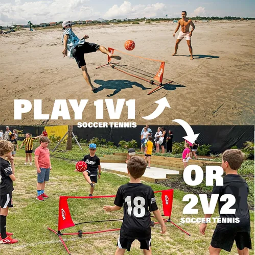 Miniatura 6 de Kickit Soccer Tennis Game Set, Portable 6.5' Wide x 2' High Net & Soft Lightweight Ball, Play Outdoors, Indoors, Backyard, Beach, Complete Skills