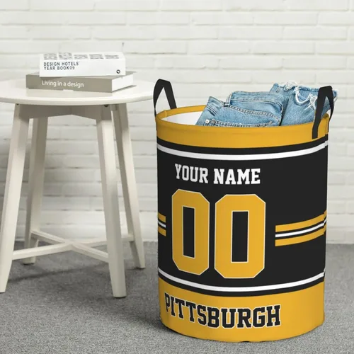 Miniatura 7 de Cesta de lavandería personalizada de Pittsburgh, cesta de lavandería personalizada con nombre y número, cesta de almacenamiento plegable