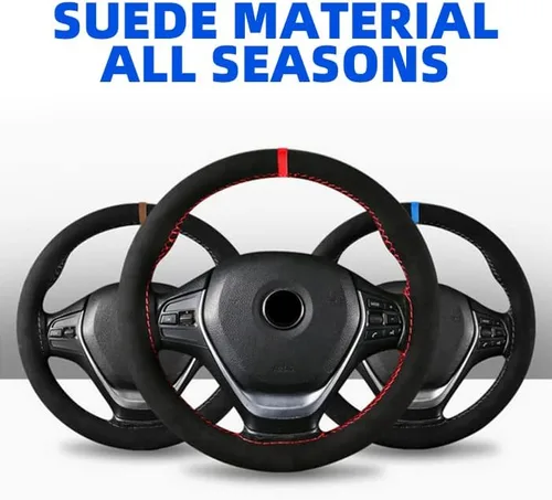 Miniatura 2 de AUCELI Funda para volante de automóvil, 38 cm de cuero genuino duradero con costura envolvente para hombres y mujeres, protector de volante