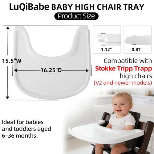 Miniatura 2 de Bandeja para Silla Alta para Bebé Compatible con Silla Stokke Tripp Trapp (V2 y más allá) con Superficie Lisa y Fuerte Potencia de Succión Hecha