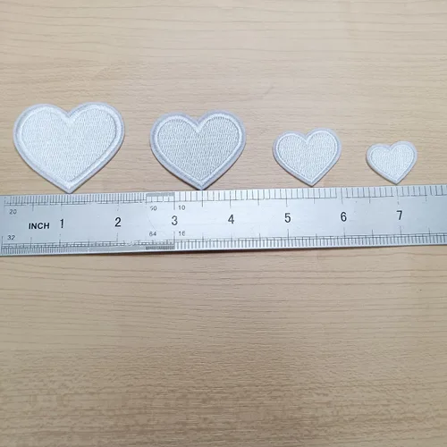 Miniatura 4 de 24 parches para planchar con corazón blanco, parches bordados con corazón para ropa, chaquetas, sombreros, mochilas, jeans