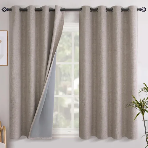 Miniatura 14 de YoungsTex - Cortinas opacas de lino para dormitorio, oscurecimiento de la habitación, cortinas con textura de lino, paneles con aislamiento térmico