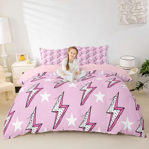 Miniatura 22 de Juego de funda de edredón para niños, tamaño individual, diseño de cebra y leopardo con purpurina, decoración de habitación para niñas y mujeres