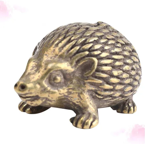 Miniatura 7 de LIOOBO Estatuilla de erizo de latón macizo en miniatura para decoración del hogar
