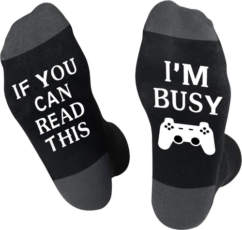Miniatura 117 de AGRIMONY Calcetines divertidos con texto en inglés «Do Not Disturb Gaming» para hombres, mujeres, adolescentes, niños, Pascua, padres, cumpleaños