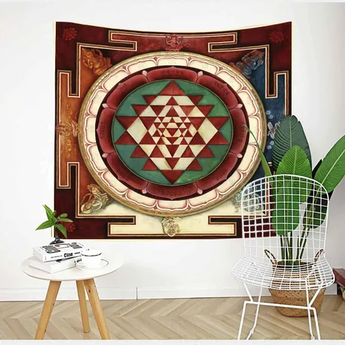 Miniatura 4 de UHOMETAP Sri Yantra Tapiz Mandala Yoga Meditación Tapices Geometría Sagrada Decoración de Pared Arte Colgante de Pared para Dormitorio Sala de estar